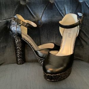 Black Glitter Shoe Dazzle Heels